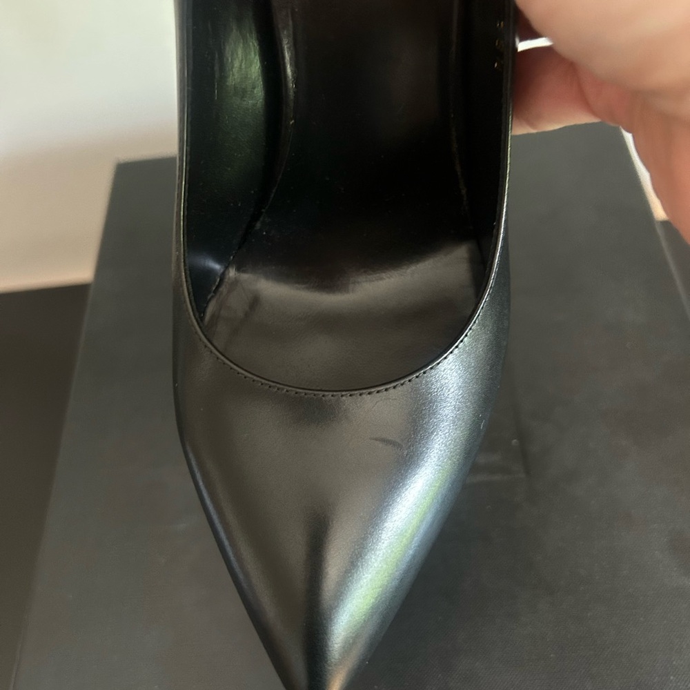 SAINT LAURENT Janis Chain Leather Platform Pumps size Italy 38.5 /8.5 - Picture 9 of 10